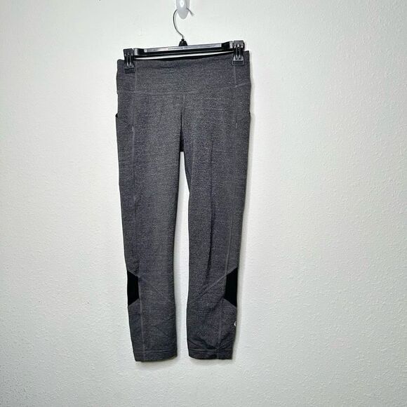 Lululemon Gray Pace Rival Crop 22” Gray Black Tight Pant Speed Run Leggings 4 - Picture 1 of 7